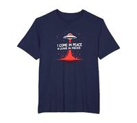 I Come in Peace & Leave in Pieces: UFO Humor for Space Fans T-Shirt, Men's Big and Tall, Navy, 6X Tall