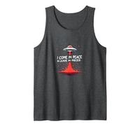 I Come in Peace & Leave in Pieces: UFO Humor for Space Fans Tank Top, Men, Dark Heather Grey, XXL