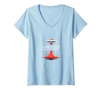 I Come in Peace & Leave in Pieces: UFO Humor for Space Fans V-Neck T-Shirt, Women, Baby Blue, XXL