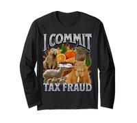 I Commit Tax Fraud Funny Capybara Meme Bootleg Y2K Graphic Long Sleeve T-Shirt
