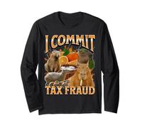 I Commit Tax Fraud Funny Capybara Meme Bootleg Y2K Graphic Long Sleeve T-Shirt
