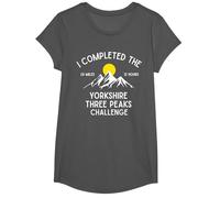 I Completed The Yorkshire Three Peaks Challenge T-Shirt, Girls, Asphalt Grey, Large