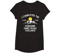I Completed The Yorkshire Three Peaks Challenge T-Shirt, Girls, Black, Medium