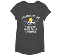 I Completed The Yorkshire Three Peaks Challenge T-Shirt, Girls, Dark Heather Grey, Small