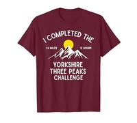 I Completed The Yorkshire Three Peaks Challenge T-Shirt, Men, Burgundy, Medium