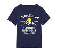 I Completed The Yorkshire Three Peaks Challenge T-Shirt, Women's Plus, Navy Blue, 1X