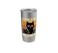 I Could Be Meaner Angry Cat Baseball Bat Design Stainless Steel Insulated Tumbler