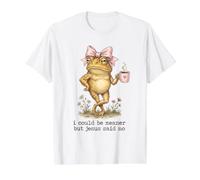 I Could Be Meaner But Jesus Said No Shirt Christian Frog Value Graphic T-Shirt, Men, White, L