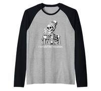 I Could Be Meaner Skeleton Drinking Coffee Cup Mean Mugging Raglan Baseball Tee