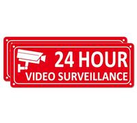 i-CowFun (2 Pack) Heavy-duty Metal Smile You're on Camera Sign, 10" x 3.5" Aluminum Video Surveillance Warning Signs, for Home, House, Yard, Business, Indoor Outdoor, No Fade, Rust-free, Weather