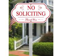 i-CowFun Heavy Duty No Soliciting Sign for House - All Metal Construction No Soliciting Yard Sign - 14" x 7" - Aluminum - with 28" Long Stake (RED and WHITE)