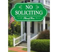i-CowFun Heavy Duty No Soliciting Sign for House - All Metal Construction No Soliciting Yard Sign - 14" x 7" - Aluminum - with 28" Long Stake (Green)