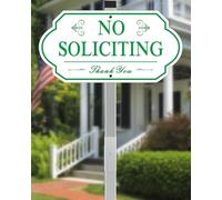 i-CowFun Heavy Duty No Soliciting Sign for House - All Metal Construction No Soliciting Yard Sign - 14" x 7" - Aluminum - with 28" Long Stake (GREEN and WHITE)