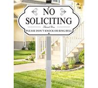 i-CowFun No Soliciting Sign for House - All Metal Construction - 14" x 7" Aluminum No Soliciting Yard Sign with 28" Stake - for Home and Front Door