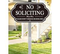 i-CowFun No Soliciting Sign for House - All Metal Construction - 14" x 7" Aluminum No Soliciting Yard Sign with 28" Stake - for Home and Front Door