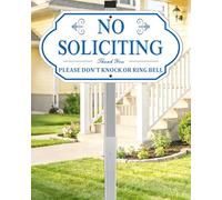 i-CowFun No Soliciting Sign for House - All Metal Construction - 14" x 7" Aluminum No Soliciting Yard Sign with 28" Stake - for Home and Front Door