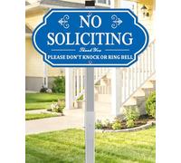 i-CowFun No Soliciting Sign for House - All Metal Construction - 14" x 7" Aluminum No Soliciting Yard Sign with 28" Stake - for Home and Front Door
