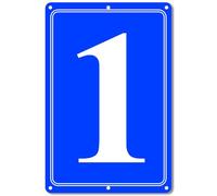 i-CowFun Premium Aluminum Number Signs 1, 12" X 8" Blue Numbered Signs for Parking Lots and Outdoor Use, Metal, Long Lasting, Fade-Resistant, Easy Mounting, High Visibility