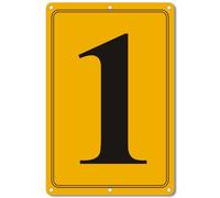 i-CowFun Premium Aluminum Number Signs 1, 12" X 8" Yellow Numbered Signs for Parking Lots and Outdoor Use, Metal, Long Lasting, Fade-Resistant, Easy Mounting, High Visibility