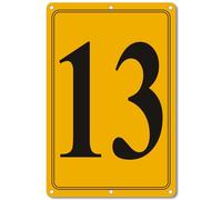 i-CowFun Premium Aluminum Number Signs 13, Metal 12" X 8" Yellow Numbered Signs Outdoor for Parking Lots, Floor, Dock, Court, Aisle, Field, High Visibility, No Fade, Weather-resistant