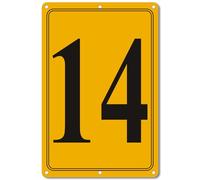 i-CowFun Premium Aluminum Number Signs 14, Metal 12" X 8" Yellow Numbered Signs Outdoor for Parking Lots, Floor, Dock, Court, Aisle, Field, High Visibility, No Fade, Weather-resistant