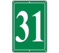 i-CowFun Premium Aluminum Number Signs 31, Metal 12" X 8" Green Numbered Signs Outdoor for Parking Lots, Floor, Dock, Court, Aisle, Field, High Visibility, No Fade, Weather-resistant