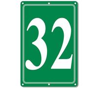 i-CowFun Premium Aluminum Number Signs 32, Metal 12" X 8" Green Numbered Signs Outdoor for Parking Lots, Floor, Dock, Court, Aisle, Field, High Visibility, No Fade, Weather-resistant