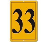 i-CowFun Premium Aluminum Number Signs 33, Metal 12" X 8" Yellow Numbered Signs Outdoor for Parking Lots, Floor, Dock, Court, Aisle, Field, High Visibility, No Fade, Weather-resistant