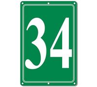 i-CowFun Premium Aluminum Number Signs 34, Metal 12" X 8" Green Numbered Signs Outdoor for Parking Lots, Floor, Dock, Court, Aisle, Field, High Visibility, No Fade, Weather-resistant