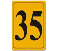 i-CowFun Premium Aluminum Number Signs 35, Metal 12" X 8" Yellow Numbered Signs Outdoor for Parking Lots, Floor, Dock, Court, Aisle, Field, High Visibility, No Fade, Weather-resistant