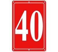 i-CowFun Premium Aluminum Number Signs 40, Metal 12" X 8" Red Numbered Signs Outdoor for Parking Lots, Floor, Dock, Court, Aisle, Field, High Visibility, No Fade, Weather-resistant