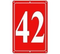 i-CowFun Premium Aluminum Number Signs 42, Metal 12" X 8" Red Numbered Signs Outdoor for Parking Lots, Floor, Dock, Court, Aisle, Field, High Visibility, No Fade, Weather-resistant