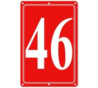 i-CowFun Premium Aluminum Number Signs 46, Metal 12" X 8" Red Numbered Signs Outdoor for Parking Lots, Floor, Dock, Court, Aisle, Field, High Visibility, No Fade, Weather-resistant