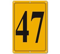 i-CowFun Premium Aluminum Number Signs 47, Metal 12" X 8" Yellow Numbered Signs Outdoor for Parking Lots, Floor, Dock, Court, Aisle, Field, High Visibility, No Fade, Weather-resistant