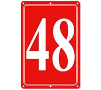 i-CowFun Premium Aluminum Number Signs 48, Metal 12" X 8" Red Numbered Signs Outdoor for Parking Lots, Floor, Dock, Court, Aisle, Field, High Visibility, No Fade, Weather-resistant