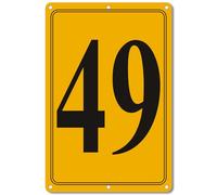 i-CowFun Premium Aluminum Number Signs 49, Metal 12" X 8" Yellow Numbered Signs Outdoor for Parking Lots, Floor, Dock, Court, Aisle, Field, High Visibility, No Fade, Weather-resistant