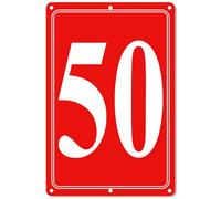 i-CowFun Premium Aluminum Number Signs 50, Metal 12" X 8" Red Numbered Signs Outdoor for Parking Lots, Floor, Dock, Court, Aisle, Field, High Visibility, No Fade, Weather-resistant