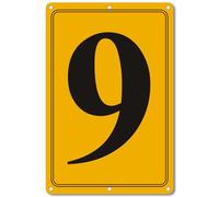 i-CowFun Premium Aluminum Number Signs 9, Metal 12" X 8" Yellow Numbered Signs Outdoor for Parking Lots, Floor, Dock, Court, Aisle, Field, High Visibility, No Fade, Weather-resistant