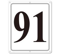 i-CowFun Premium Metal Numbered Sign Outdoor, Reflective 12" x 10" Large Aluminum Number Signs 91 for Parking Space, Tennis Court, Field, Warehouse, Aisle, Building, Dock, High Visibility