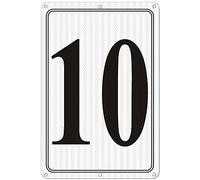i-CowFun Premium Reflective Metal Number Signs 10 - Aluminum 12" X 8" Parking Spot Numbered Signs Outdoor, Large, Floor, Dock, Court, Aisle, Field, No Fade, Weather-Resistant