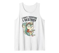 I Craft, Therefore Destroy Humor Knitting Crafting Squirrel Tank Top