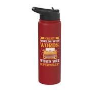I Create Worlds with Words Funny Writer Author Stainless Steel Insulated Water Bottle