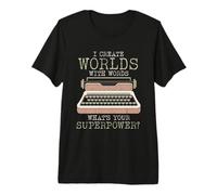 I Create Worlds with Words Writer Book Author Typewriter Premium T-Shirt