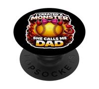I Created A Monster She Calls Me Dad Softball Daughter Funny PopSockets Adhesive PopGrip