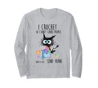 I Crochet so I Don't Choke People Save a Life Send Yarn cat Long Sleeve T-Shirt