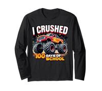 I Crushed 100 Days of School Monster-Truck Celebration Long Sleeve T-Shirt