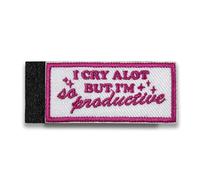 I Cry A Lot So But I'm Productive Funny Morale Patch 3 Inches Work Blue Collar Mental Health Hook and Loop Embroidered Patches for Backpack Vest Dog Harness Military Uniforms Gifts for Mom Dad