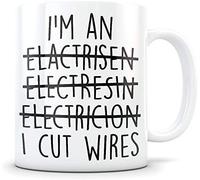 I Cut Wires Funny Coffee Mug - White Gift for Electrician Father Brother Boss Coworker in Christmas Birthday Labour Day