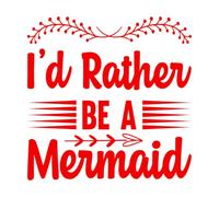 i d Rather be a Mermaid Wall Decals 67.2x67.4cm Do not Damage The Wall Surface Red