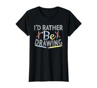 I´d Rather Be Drawing Illustrator Illustration Value Graphic T-Shirt, Women, Black, S
